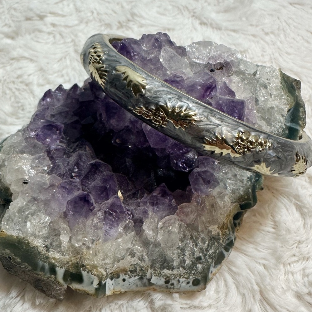 Grape Design Enamel Hinge Bangle Bracelet